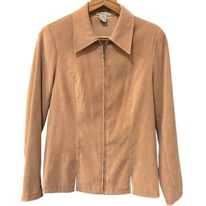 90s fall faux suede zip up jacket, small